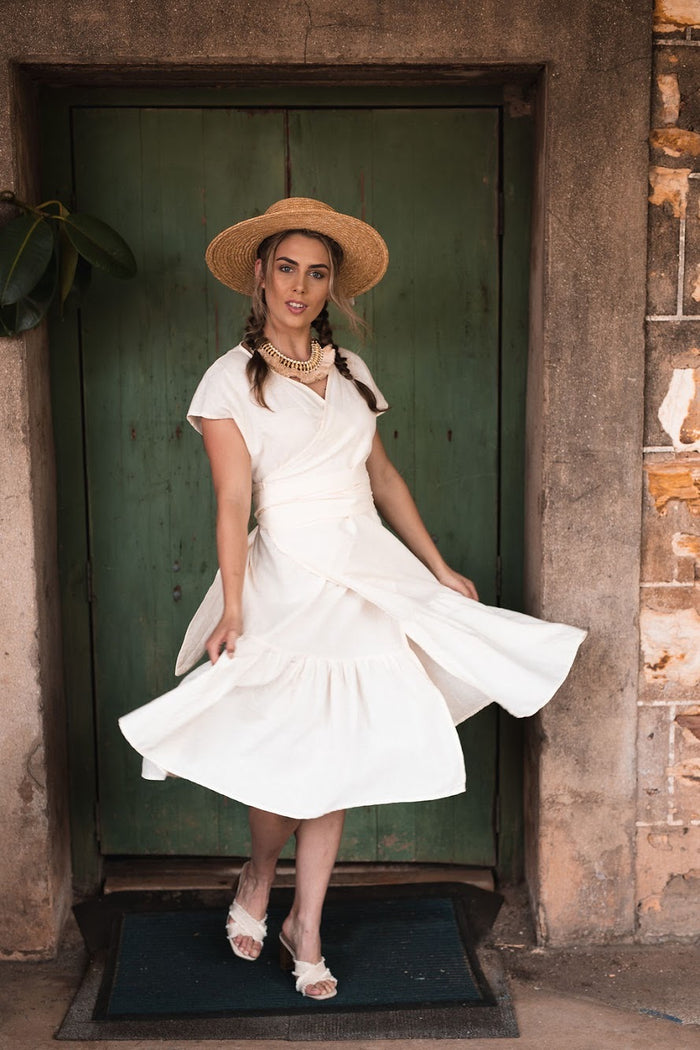 Boho Wrap Dress in Linen