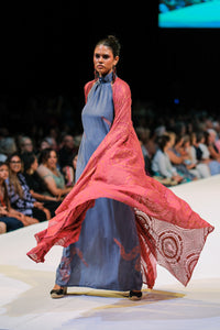 FLOW! by Tiwi Design x Ossom  Ampitji Rainbow Serpent Halter Neck Dress in Silk