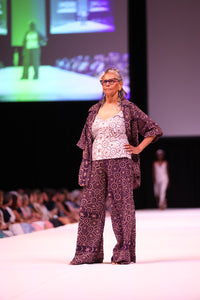 FLOW! by Tiwi Design x Ossom  Moon and Star Wide Leg Pants  in Cocoa Silk
