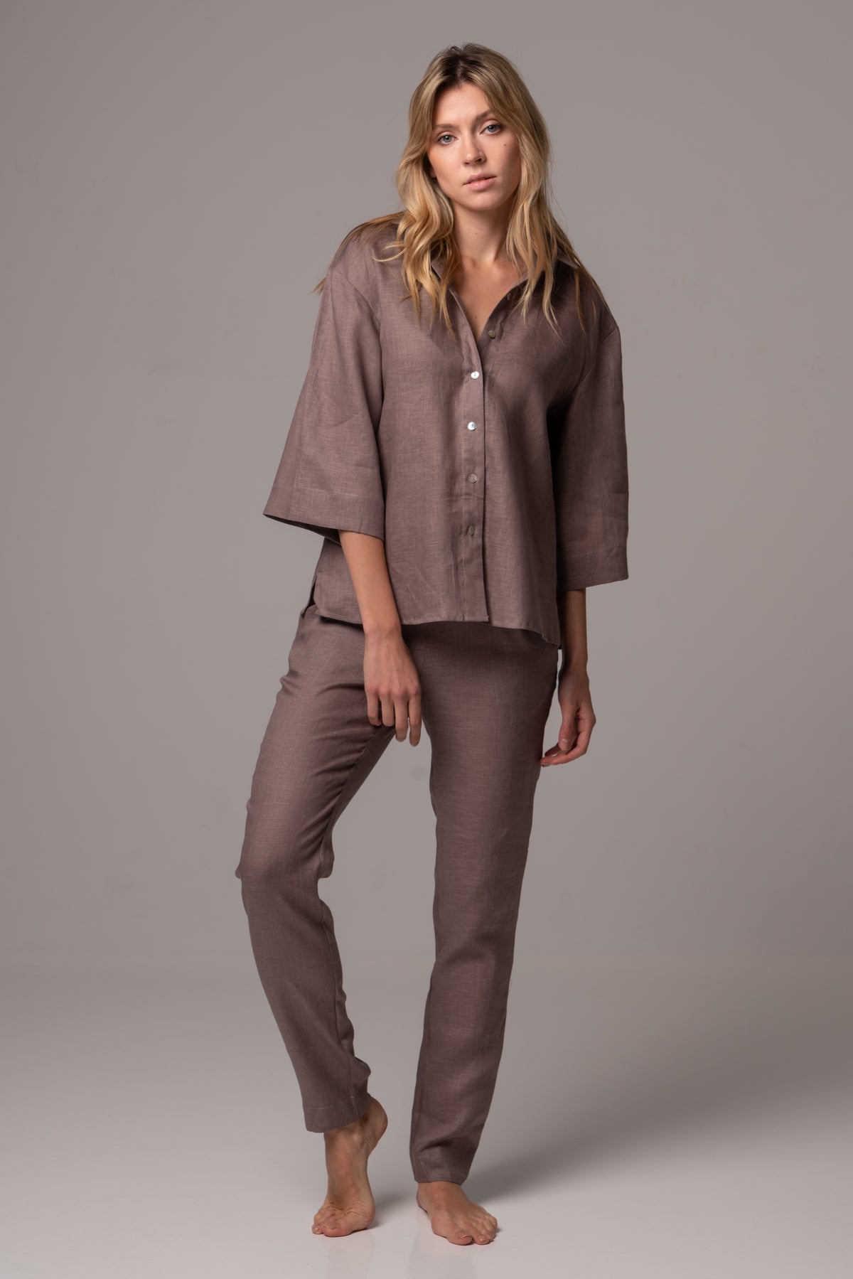 Canyon Clay Wide Sleeve Shirt in Premium European Linen – OSSOM