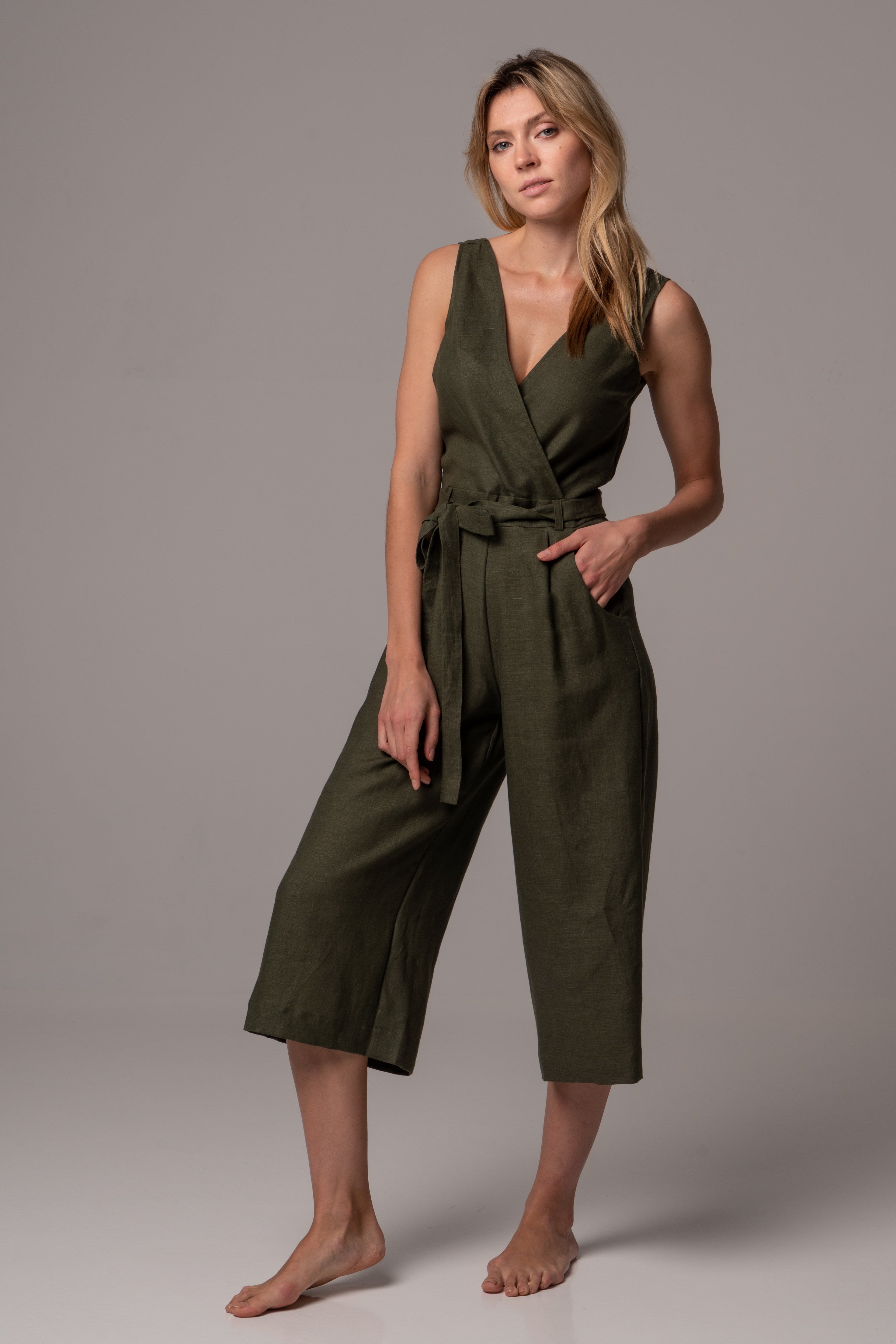 Linen cheap culotte jumpsuit