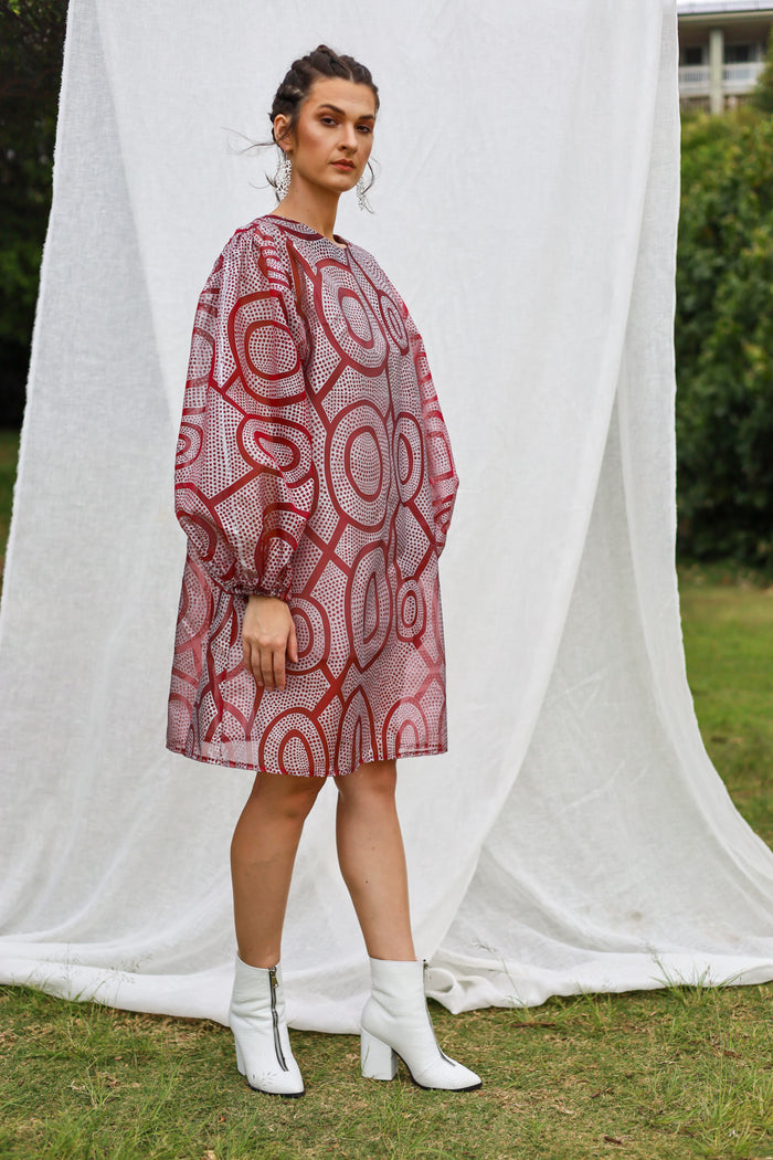 GLORY by Tiwi Design x Ossom Kulama Puff Sleeve Dress in Silk
