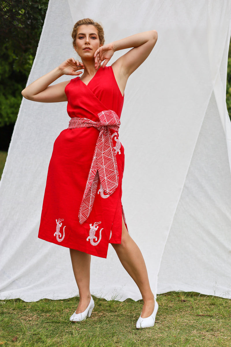 Glory by Tiwi Design x Ossom "Tiwi Time" Wrap Linen  Dress