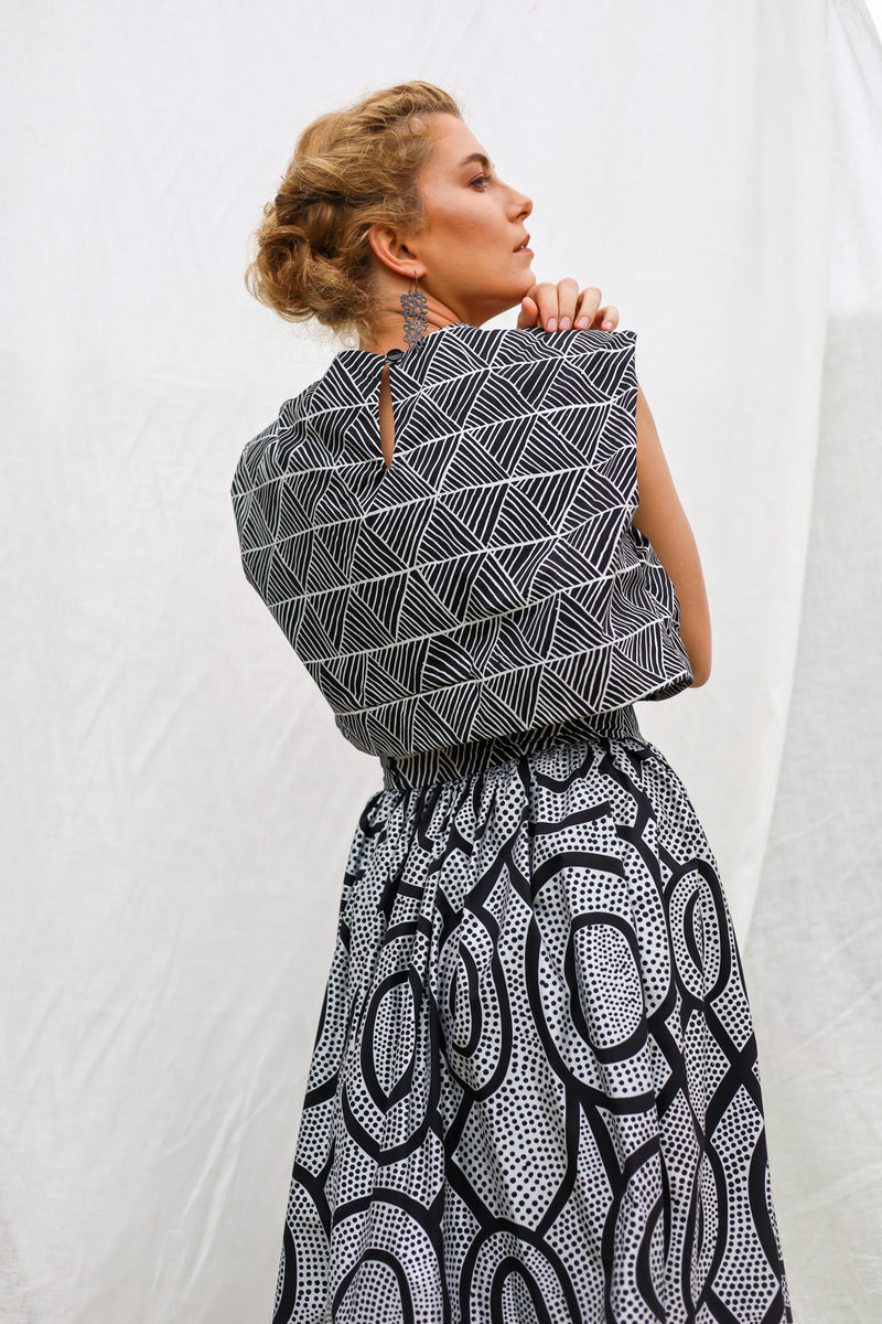 GLORY by Tiwi Design x Ossom Kulama Pleated Skirt in Lightweight Cotton