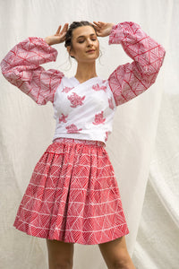 GLORY by Tiwi Design x Ossom Peasant Pandanus Mini Skirt in Linen