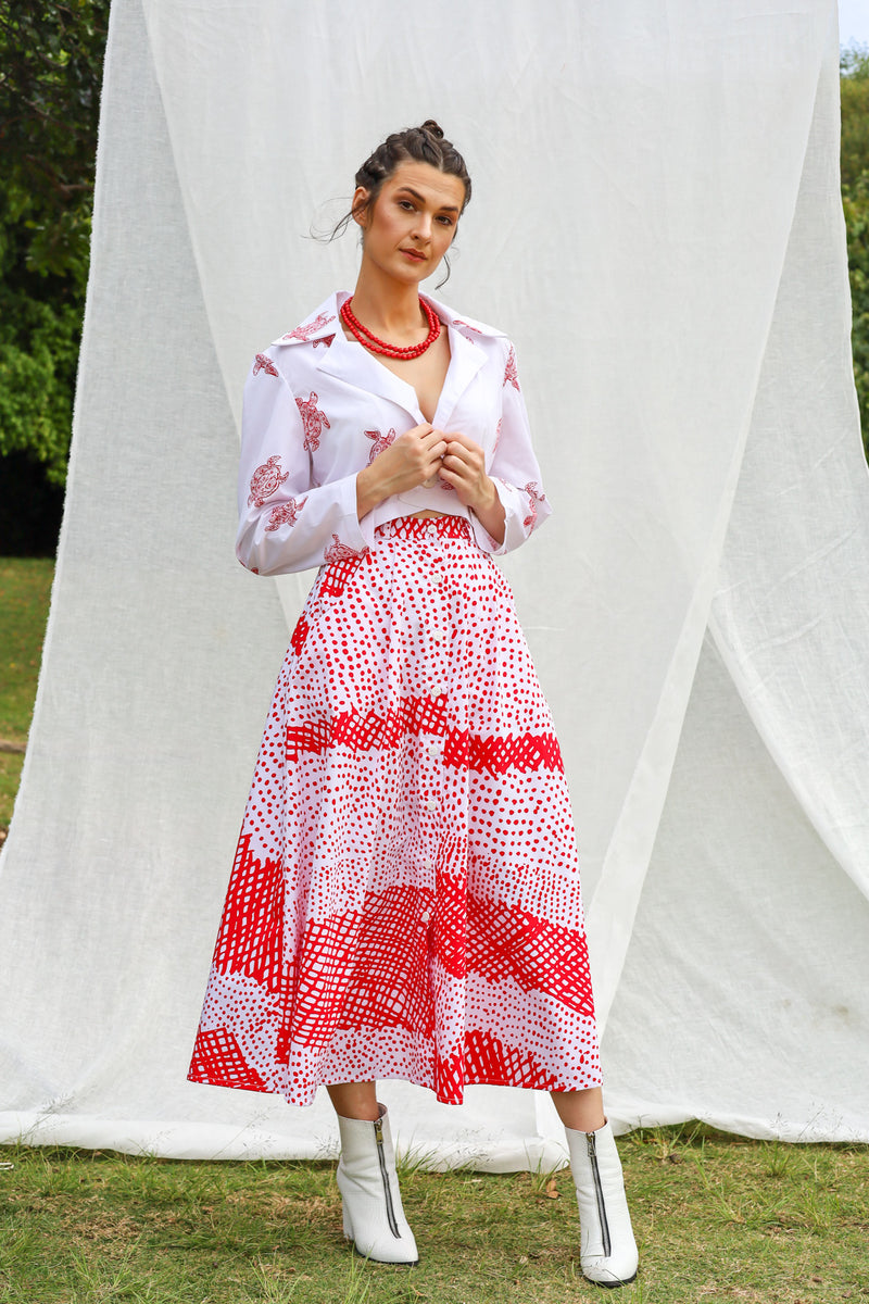 GLORY by Tiwi Design x Ossom Jilamara A-line Skirt in Lightweight Cotton
