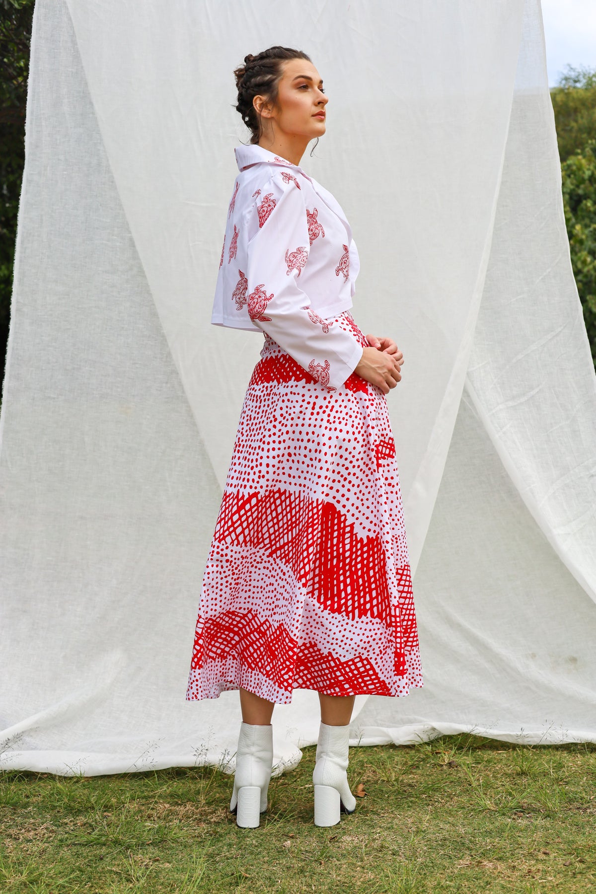 GLORY by Tiwi Design x Ossom Jilamara A-line Skirt in Lightweight Cotton