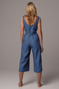 Endless Sea Wrap Front Jumpsuit with Culotte Leg in Premium European Linen